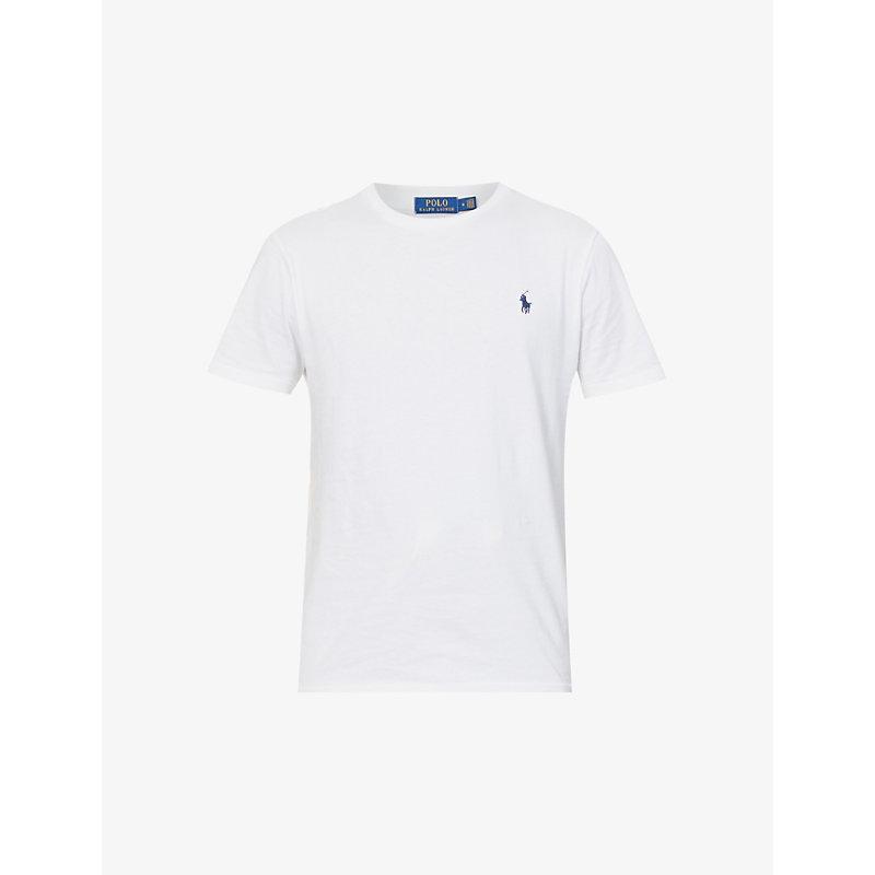 POLO RALPH LAUREN Mens White Regular-fit Crewneck Cotton-jersey T-shirt Product Image