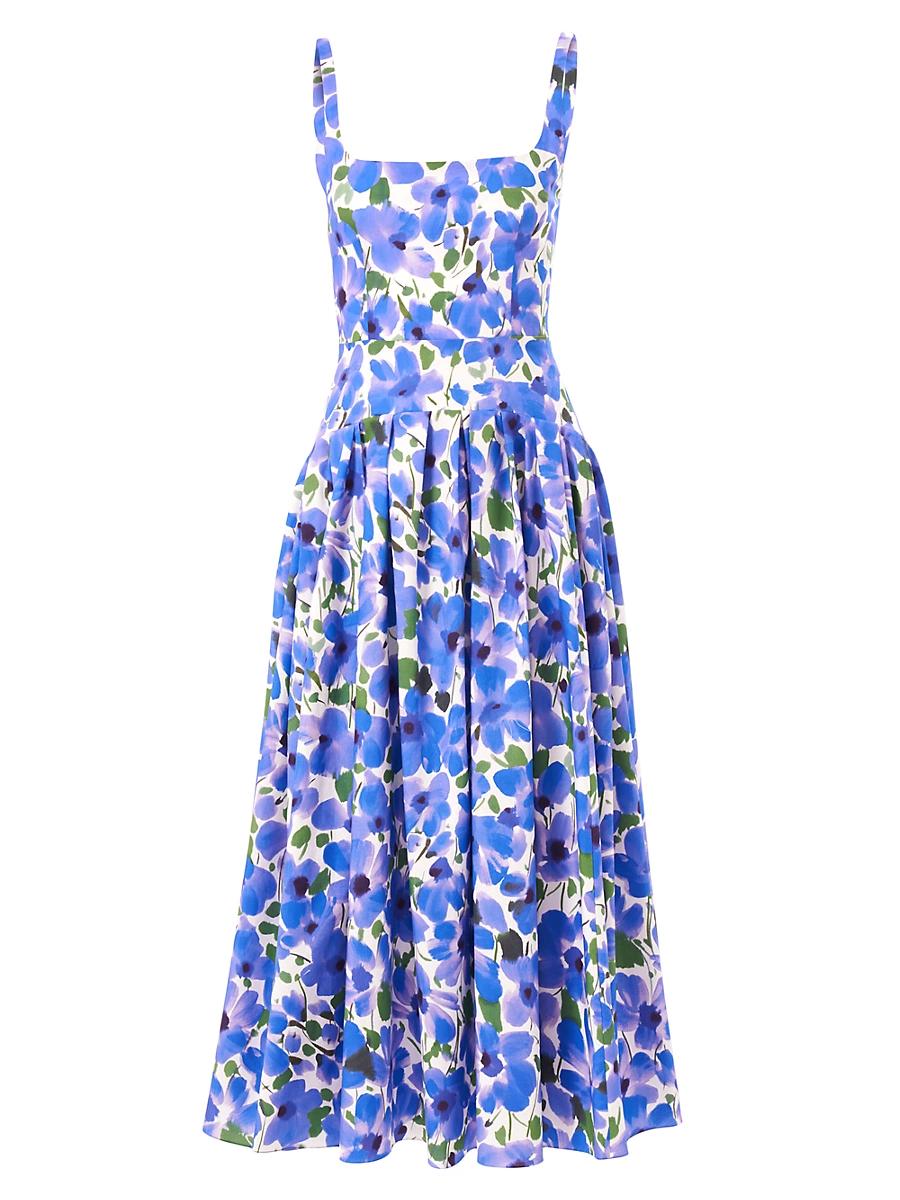 Womens Floral Drop-Waist Midi-Dress Product Image