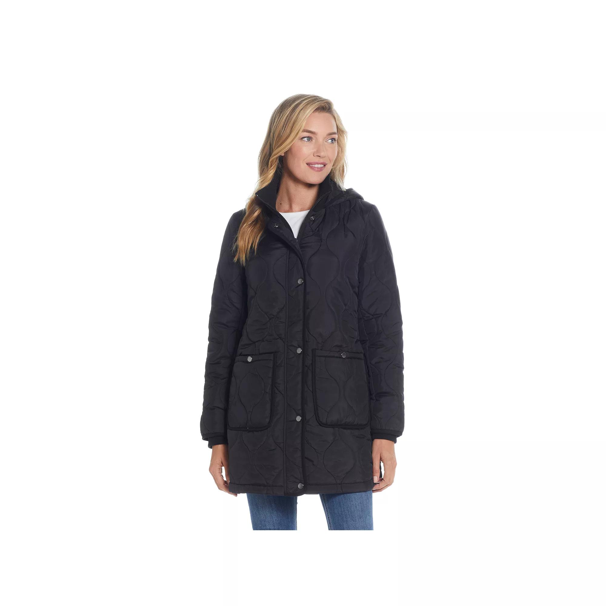 Women's Weathercast Hood Ribbed-Trim Quilted Walker Jacket,  Product Image