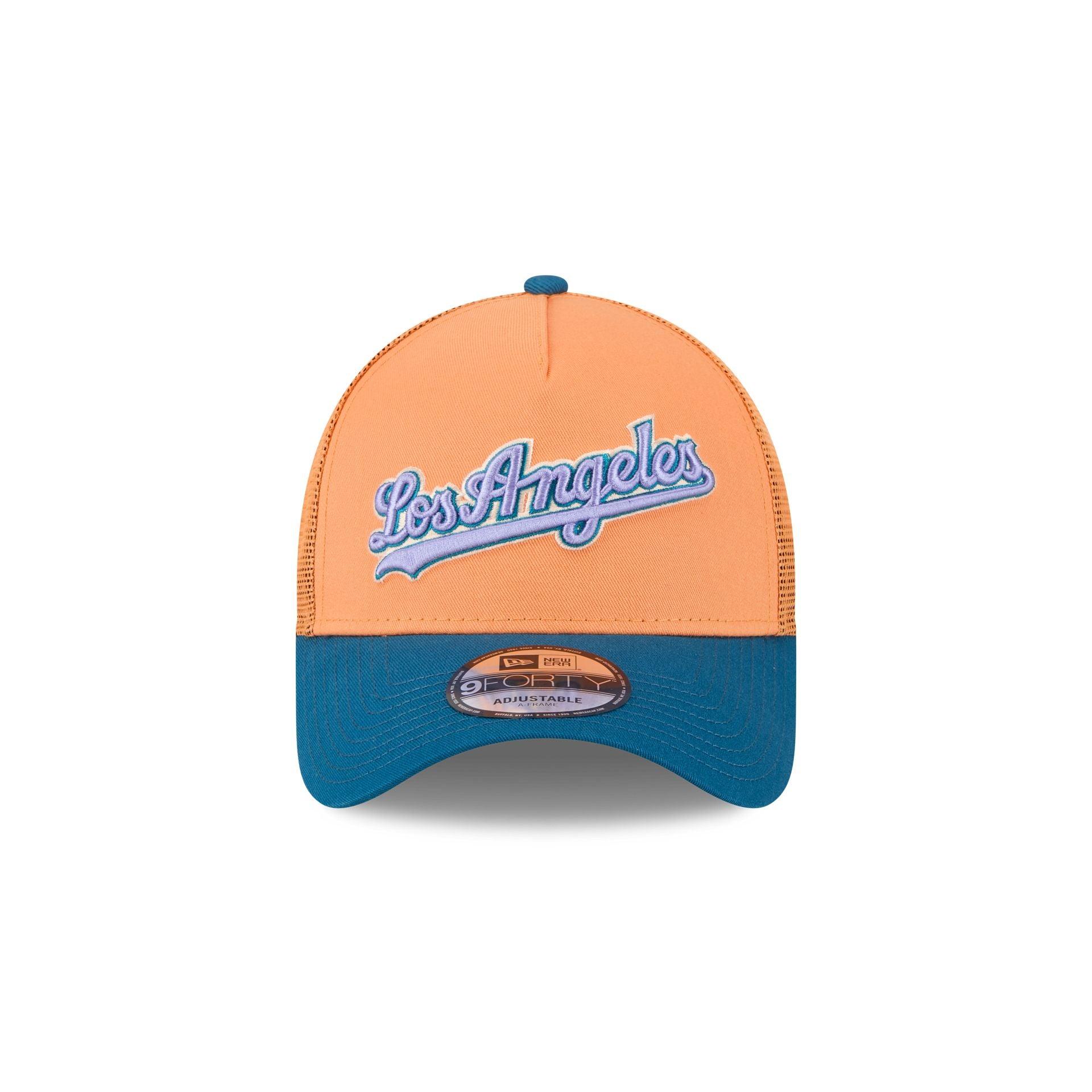 Los Angeles Dodgers Orange Glaze 9FORTY A-Frame Trucker Hat Male Product Image