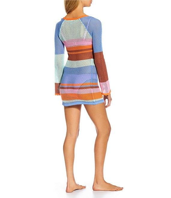 GB Striped Crochet Mini Dress Swim Cover-Up Product Image