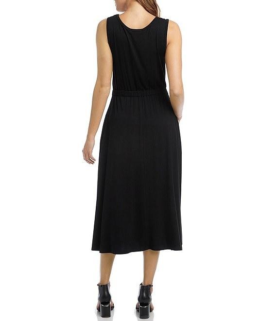 Karen Kane Sleeveless Cinched Waist Crew Neck Artisan Midi Dress Product Image