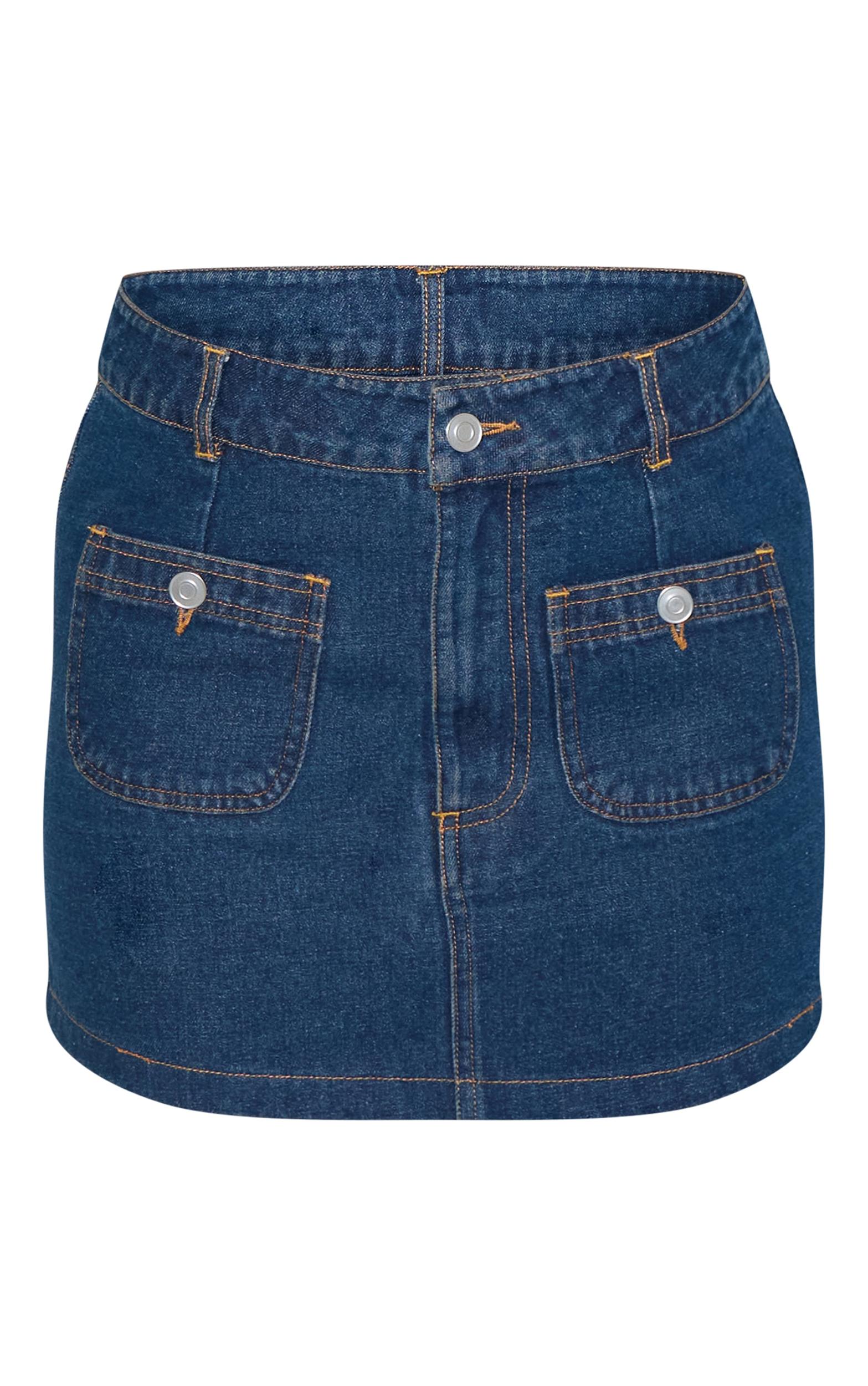 Indigo Mid Rise Denim Mini Skirt Product Image