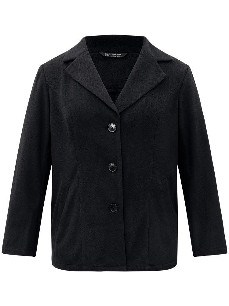 Suit Collar Plain Button Up Waistline Inside Coat Female Product Image