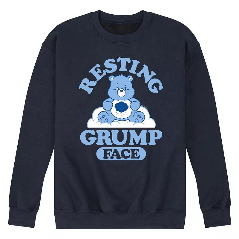 Mens Care Bears Resting Grump Face Fleece Sweatshirt Blue Product Image