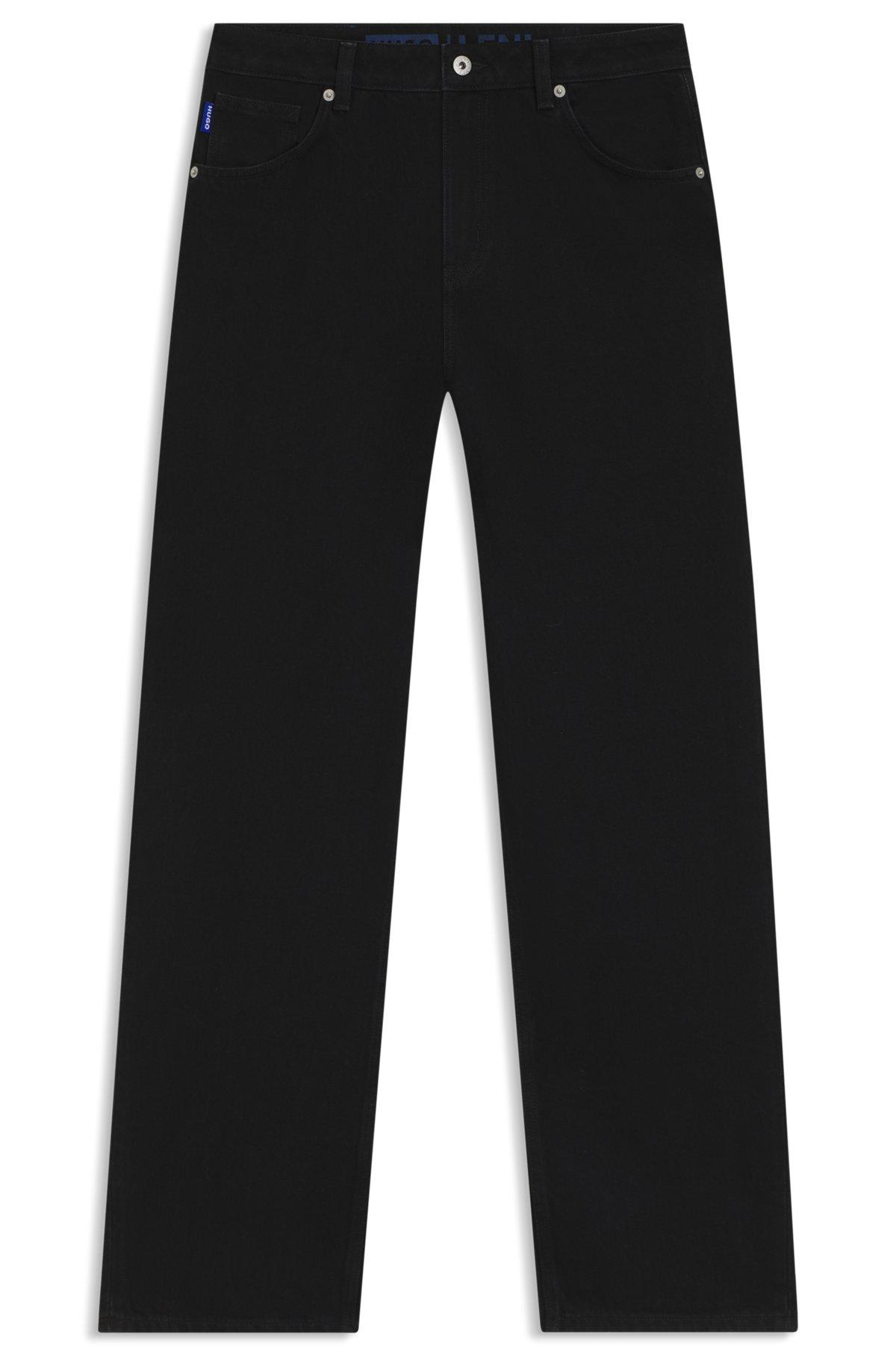 HUGO - Loose-fit jeans in black stretch denim - Black Product Image