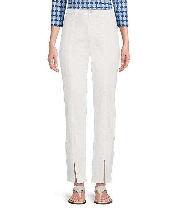 J.McLaughlin Rainey Straight Leg Front Slit Hem Stretch Denim Jeans Product Image