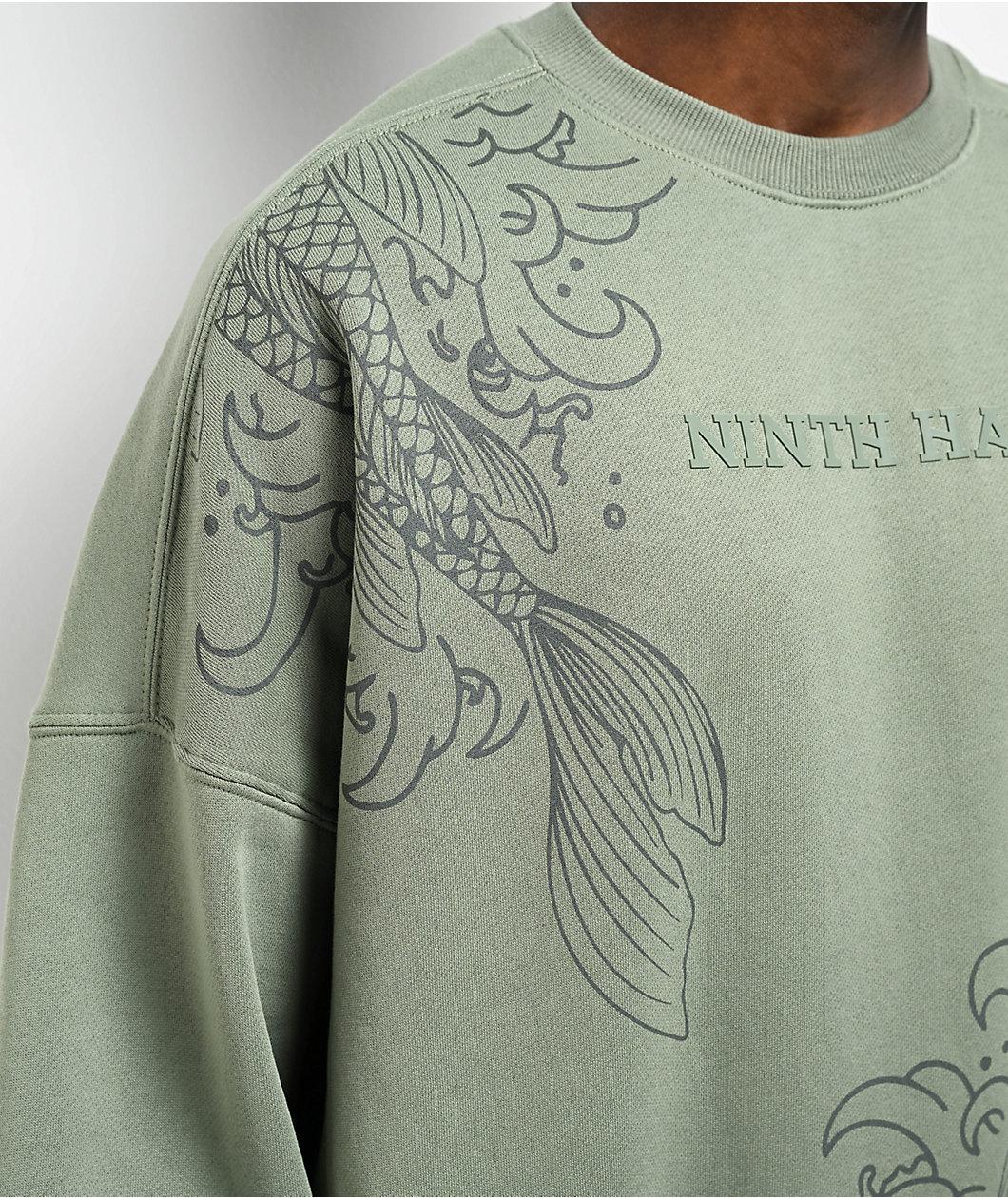 Ninth Hall Koi Pond Green Oversized Crewneck Sweatshirt Product Image