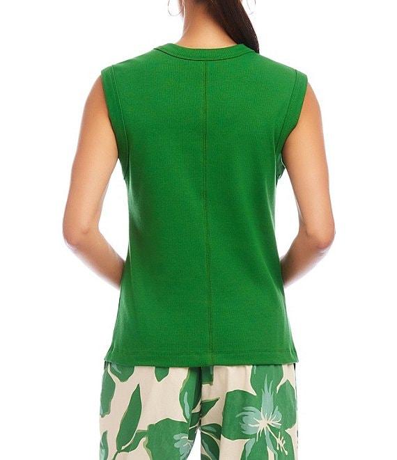 Karen Kane Cotton Blend Ribbed Crew Neck Tank Product Image