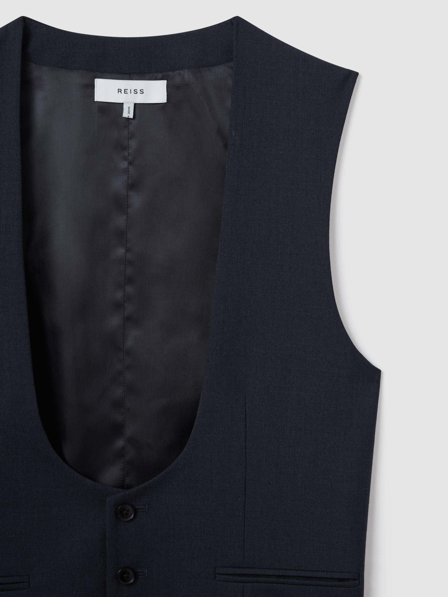 Horse Shoe Slim Fit Wool Waistcoat in Navy Product Image