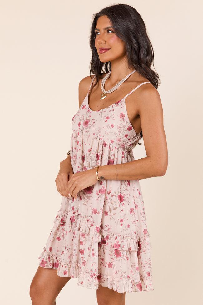 Hope Red Neutral Floral Mini Dress SALE Product Image