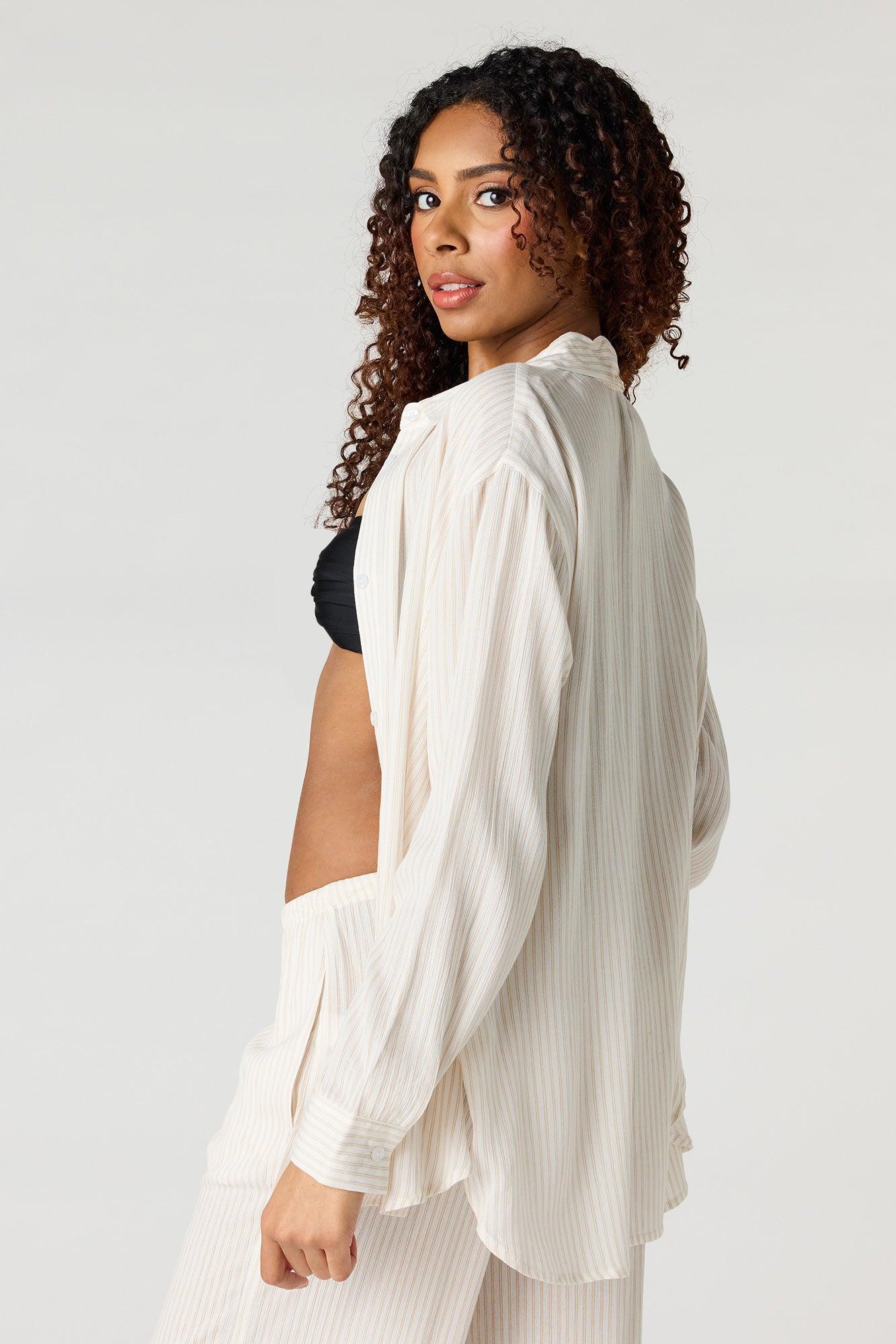 Flowy Oversized Button-Up Top Female Product Image