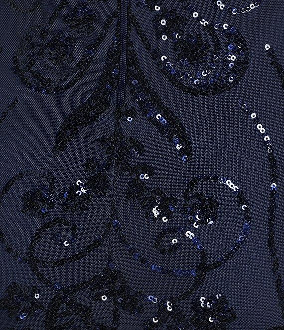 B. Darlin Spaghetti Strap V-Neck Illusion Sequin Pattern Bodycon Dress Product Image