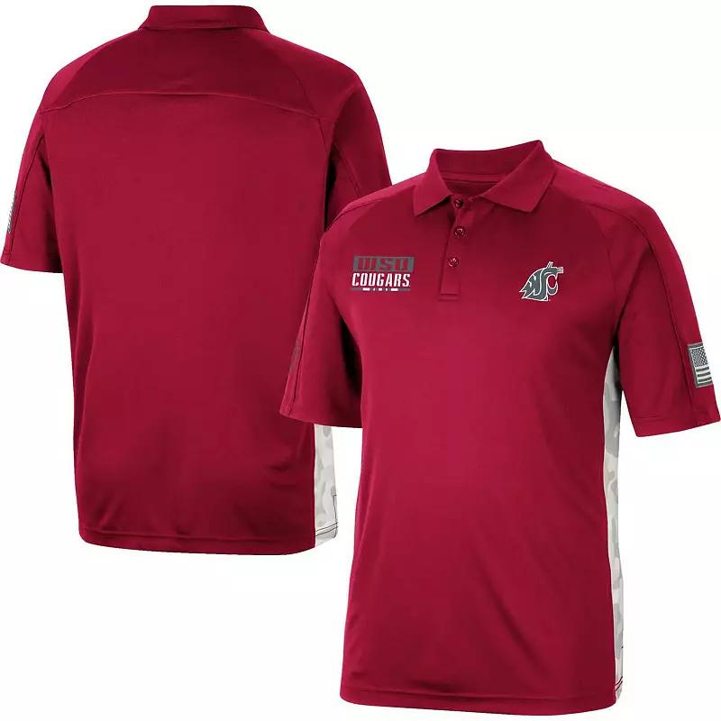 Mens Colosseum Crimson Washington State Cougars OHT Military Appreciation Snow Camo Polo Product Image