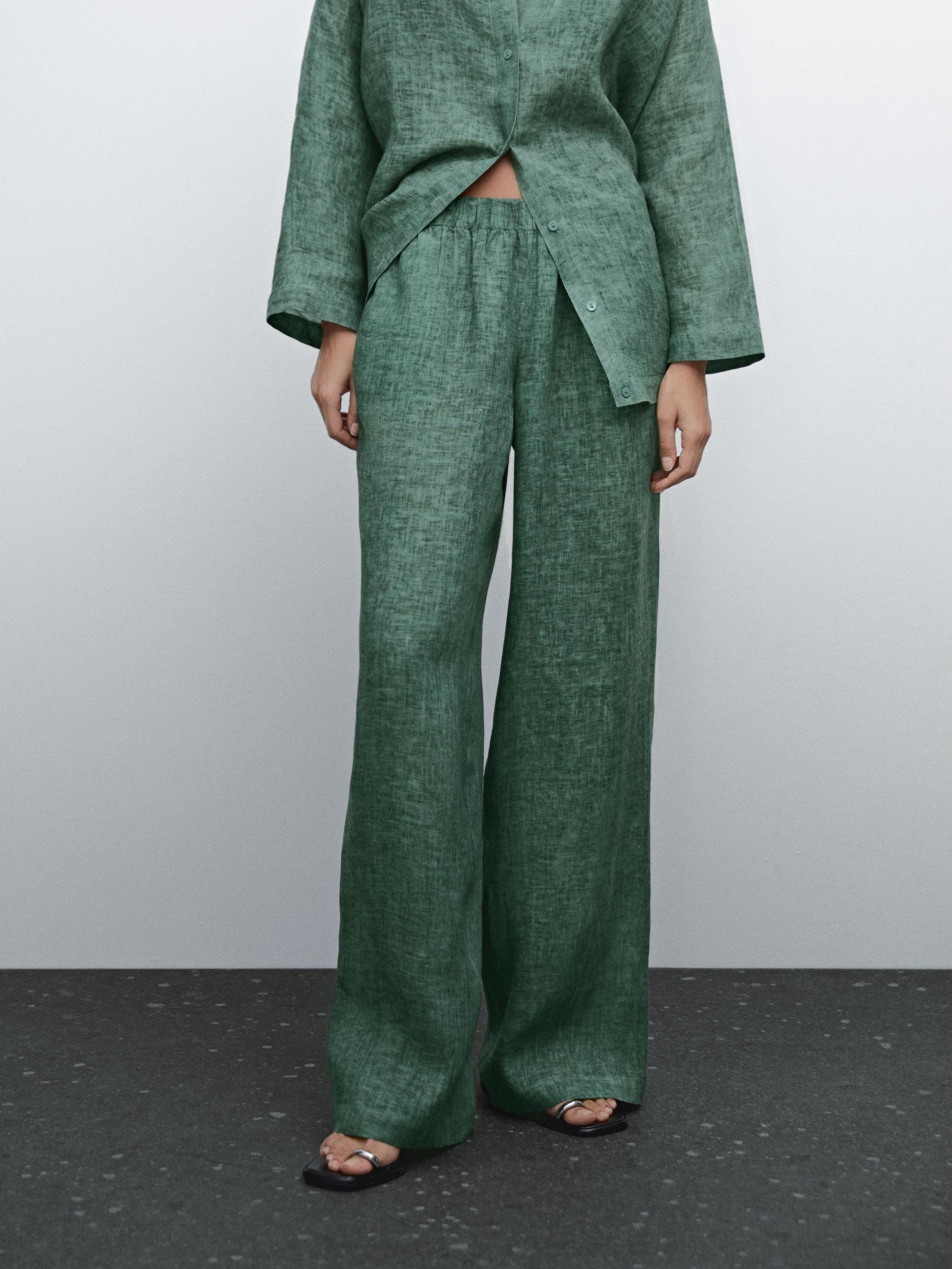 100% linen flowing elasticated trousers Product Image