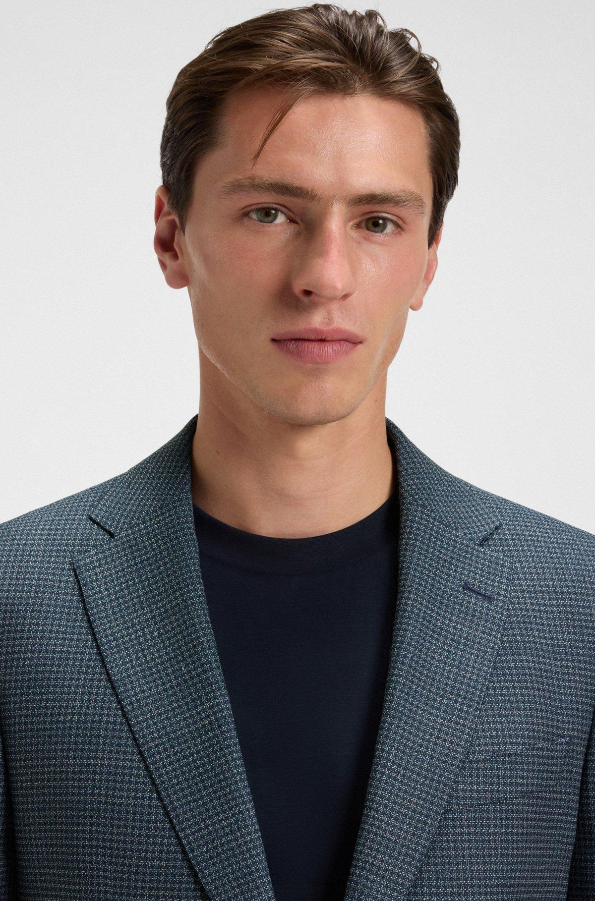 Patterned wool suit jacket with crease resistance Product Image