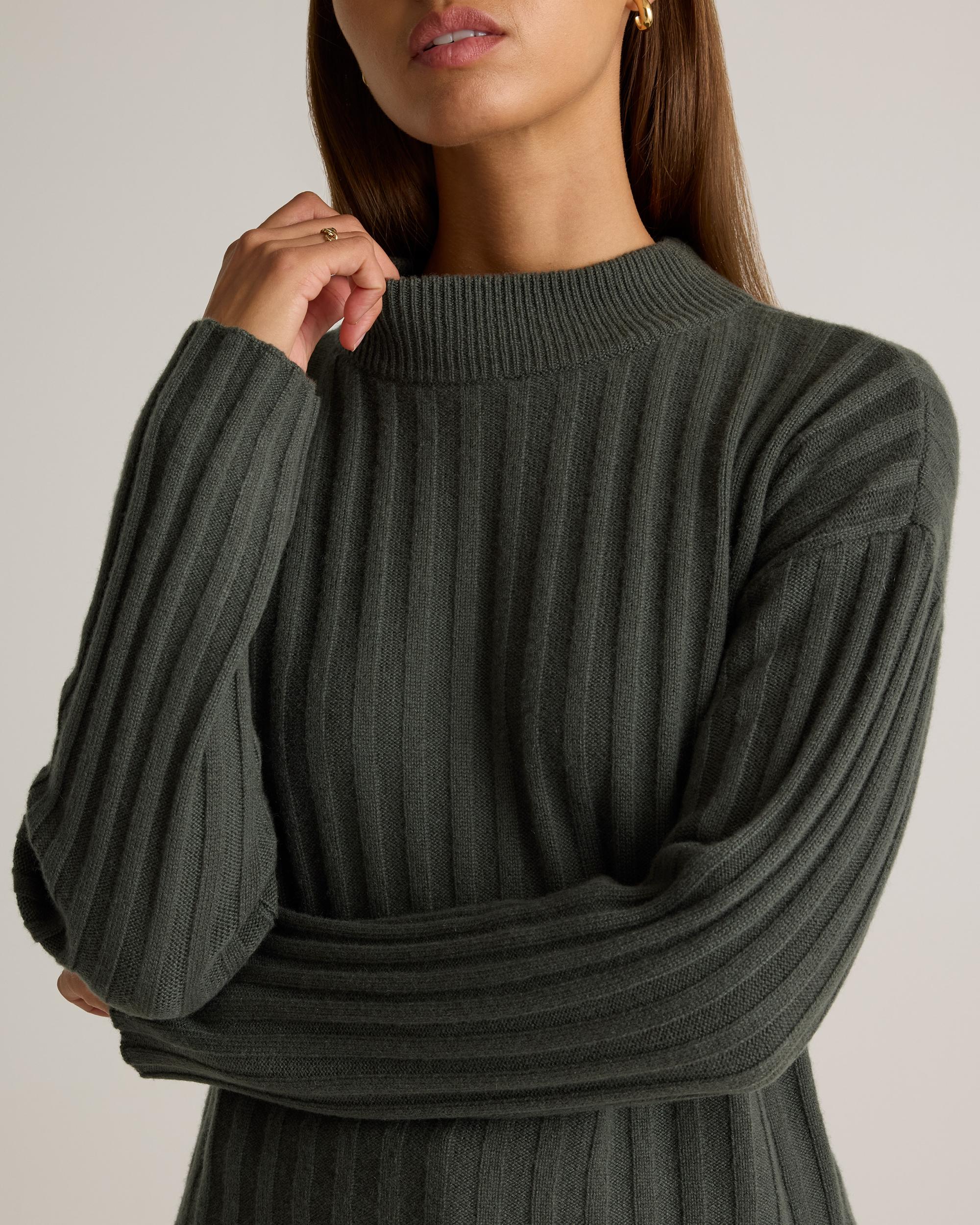 Quince | Women's Mongolian Cashmere Wide-Rib Cropped Mockneck Sweater Product Image