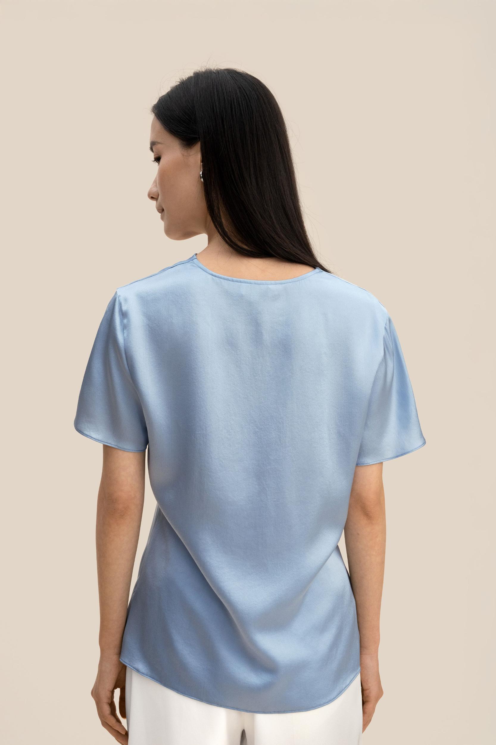 LILYSILK Women's Silk Cowl Neck Top, Smooth Charmeuse, Lily White, Size 10 Product Image