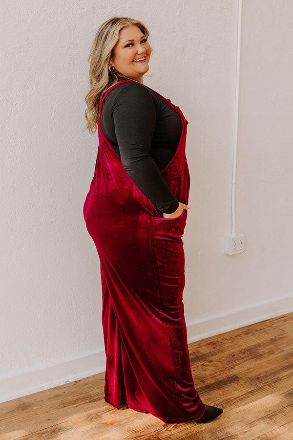 Holiday Cheer Velvet Jumpsuit in Wine Curves Product Image