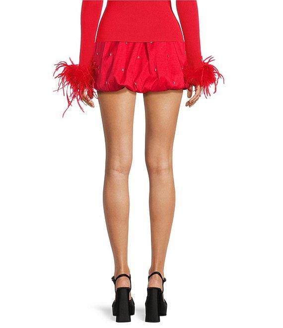 Gianni Bini Nadia Rhinestone Embellished Taffeta Bubble Mini Skirt Product Image