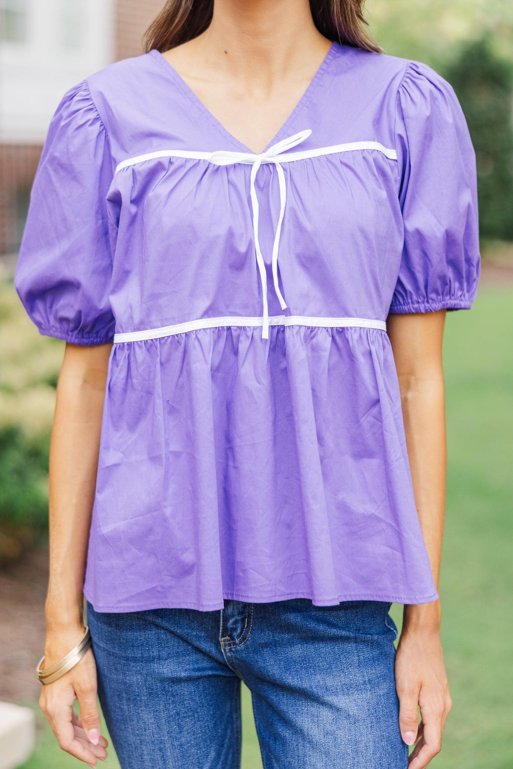 What A Doll Purple Babydoll Blouse Female Product Image