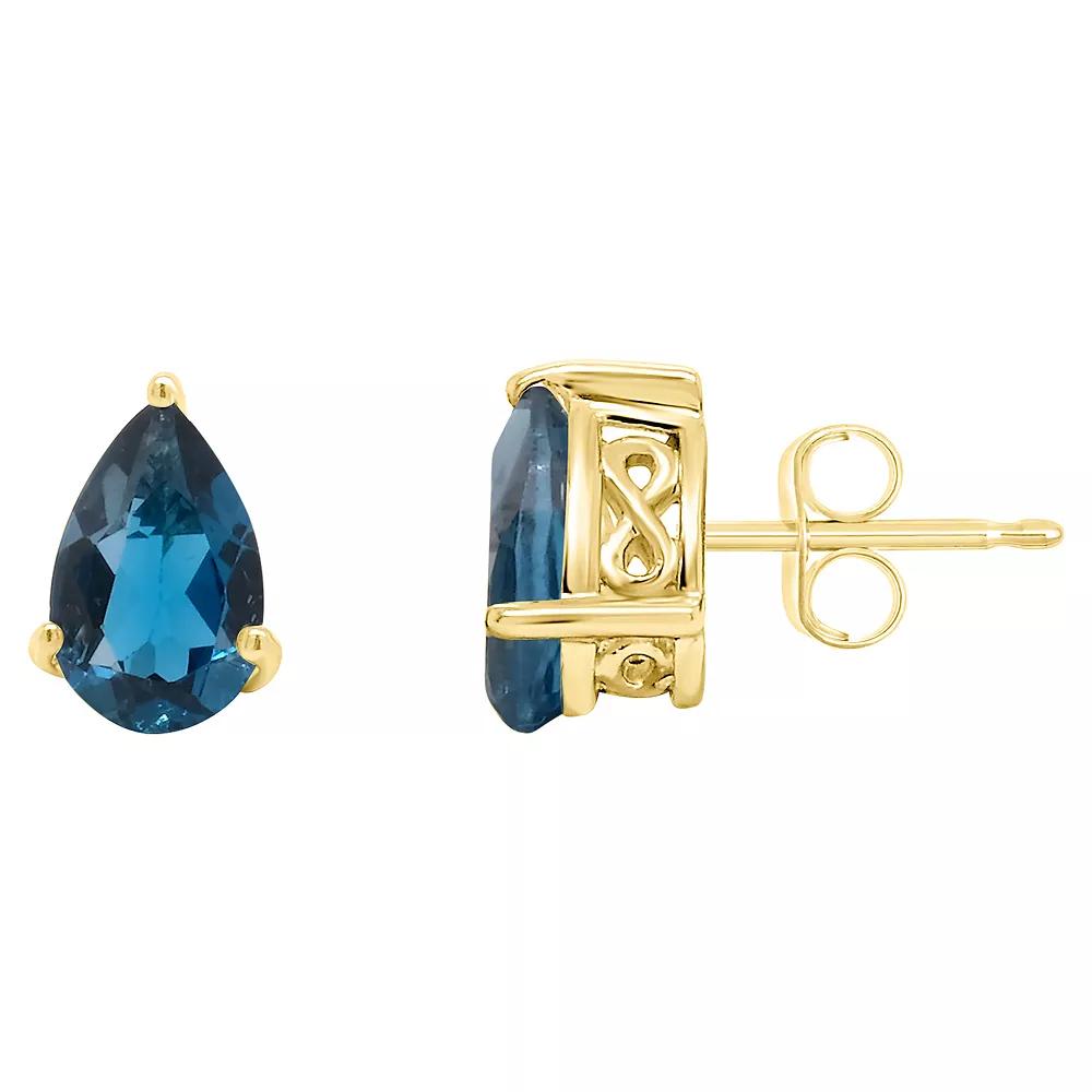 Alyson Layne 14k Gold Pear Cut London Blue Topaz Stud Earrings, Women's Product Image