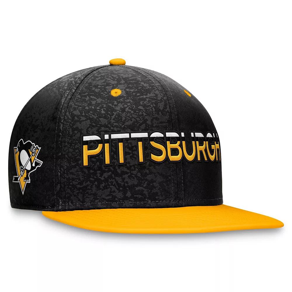 Men's Fanatics Branded  Black/Gold Pittsburgh Penguins Authentic Pro Rink Two-Tone Snapback Hat Product Image