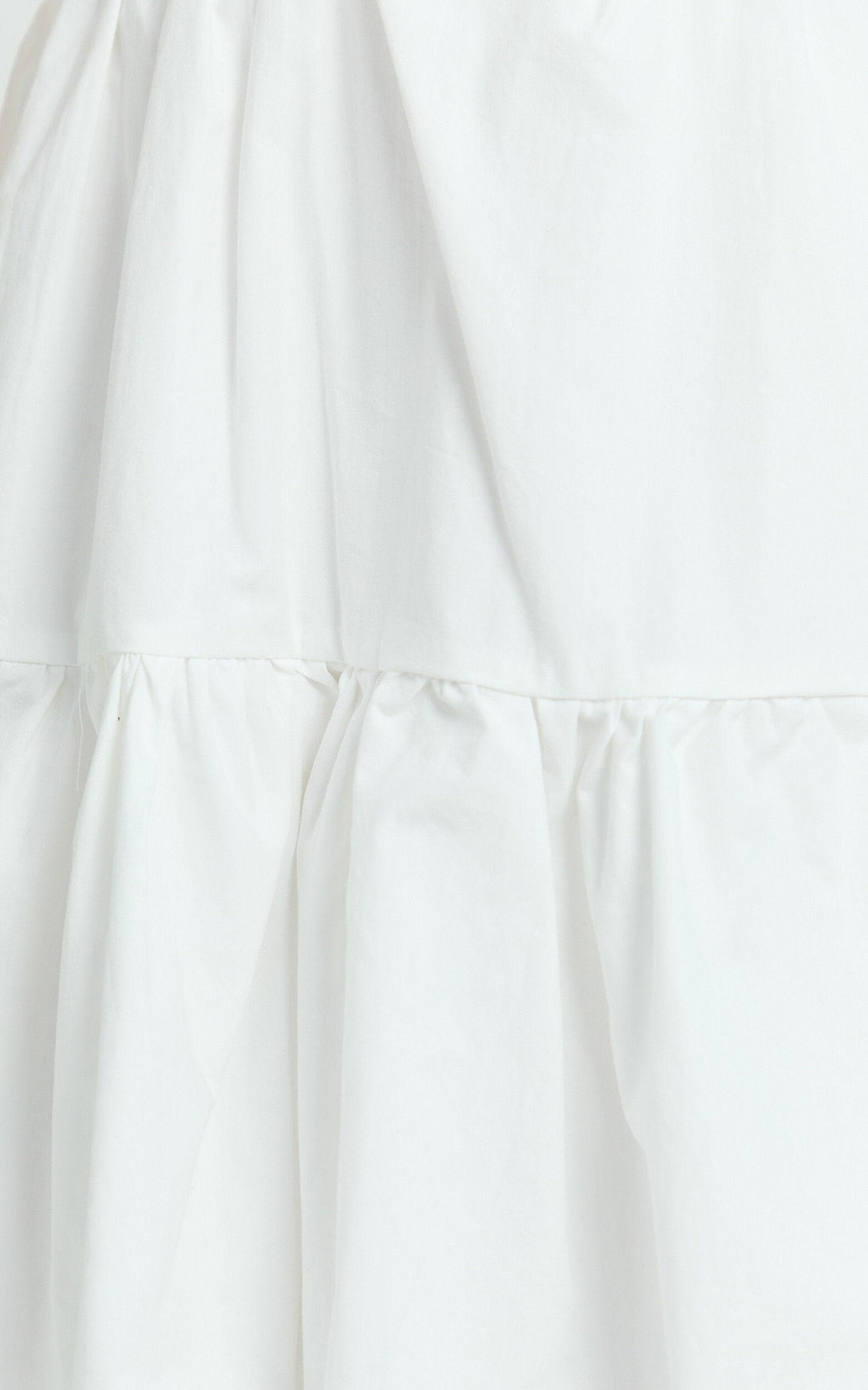 Miles Mini Dress - Ruffle Sleeve Tiered Dress in White Product Image