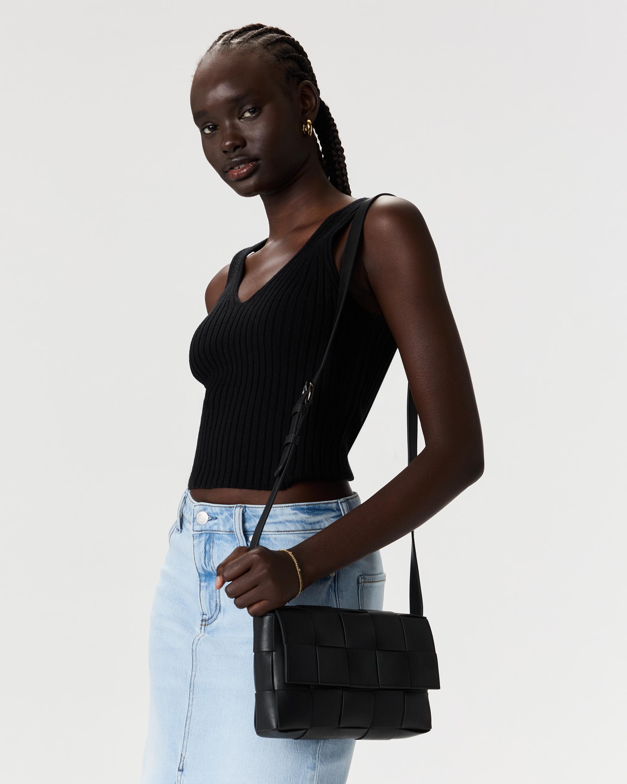 Quince | Women's Italian Leather Handwoven Flap Crossbody Product Image