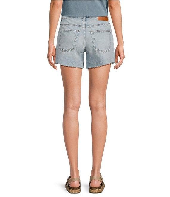Lucky Brand Stretch Denim Mid Rise Frayed Hem Shorts Product Image