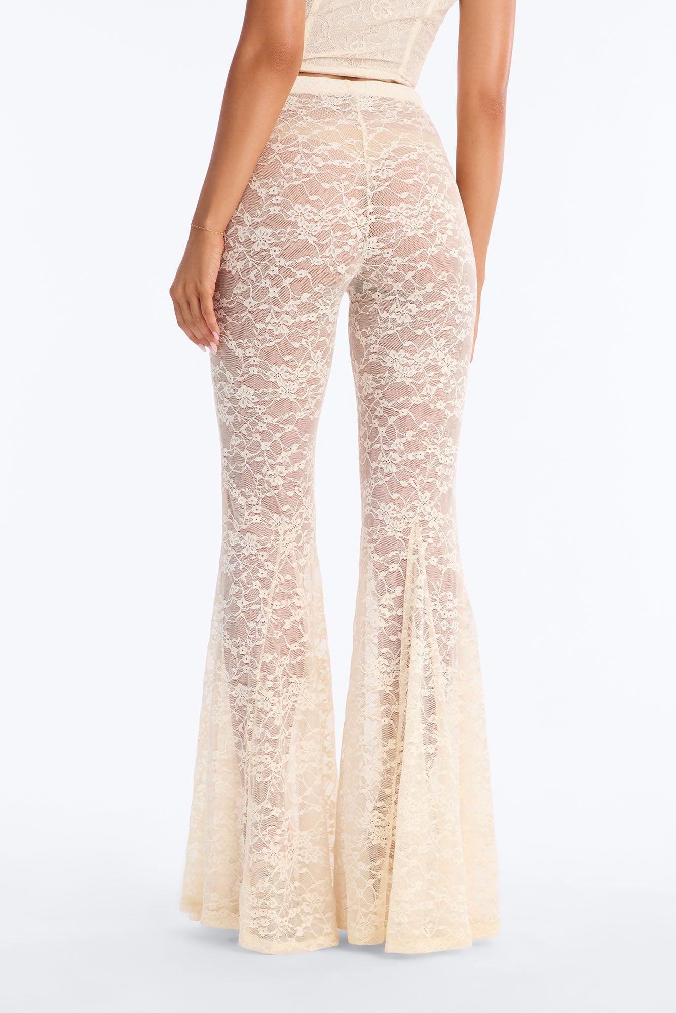 Emmalyn Lace Flare Pant - Cream Female Product Image