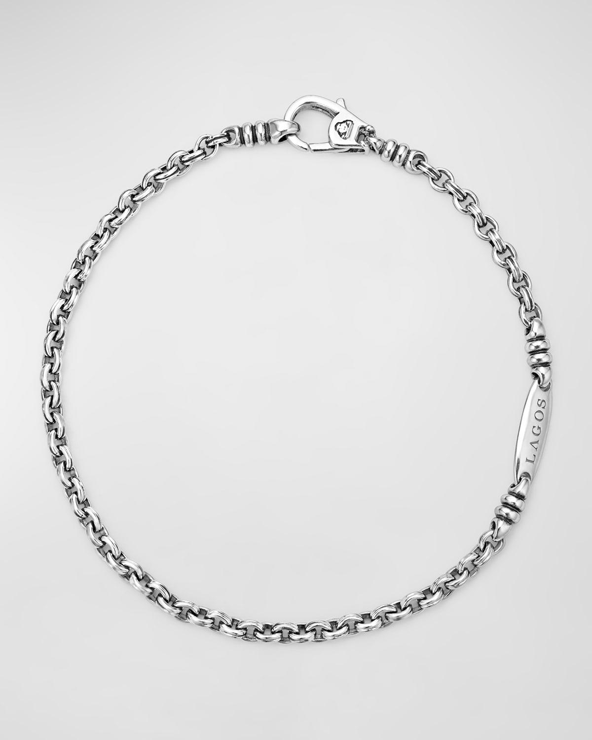 Lagos Mens Sterling Silver Anthem Double Link Logo Plate Bracelet Product Image