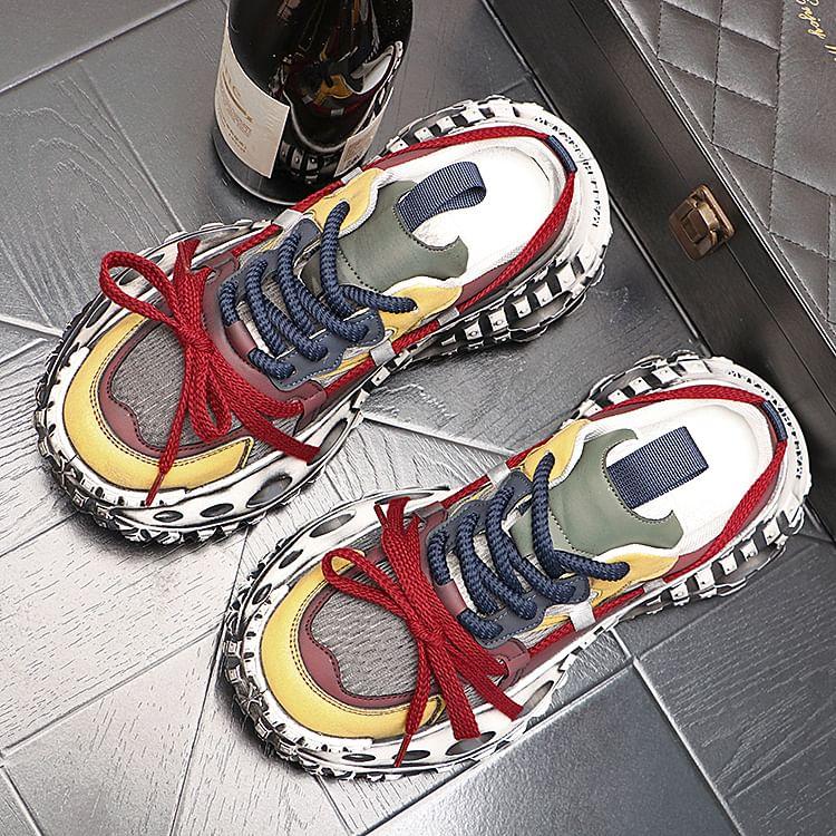 Platform Mesh Panel Lace-Up Mule Sneakers Product Image