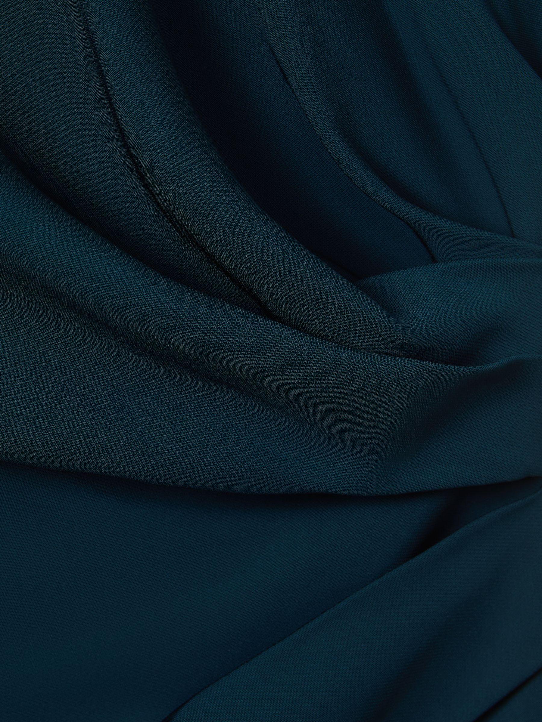 Ruched Midi Dress in Teal Product Image