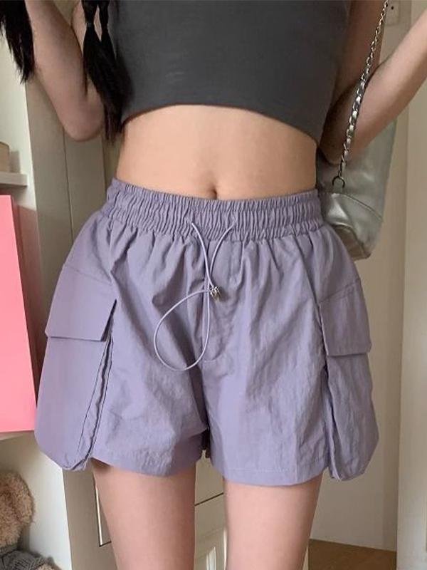 Big Dual Pocket Drawstring High Rise Shorts Product Image