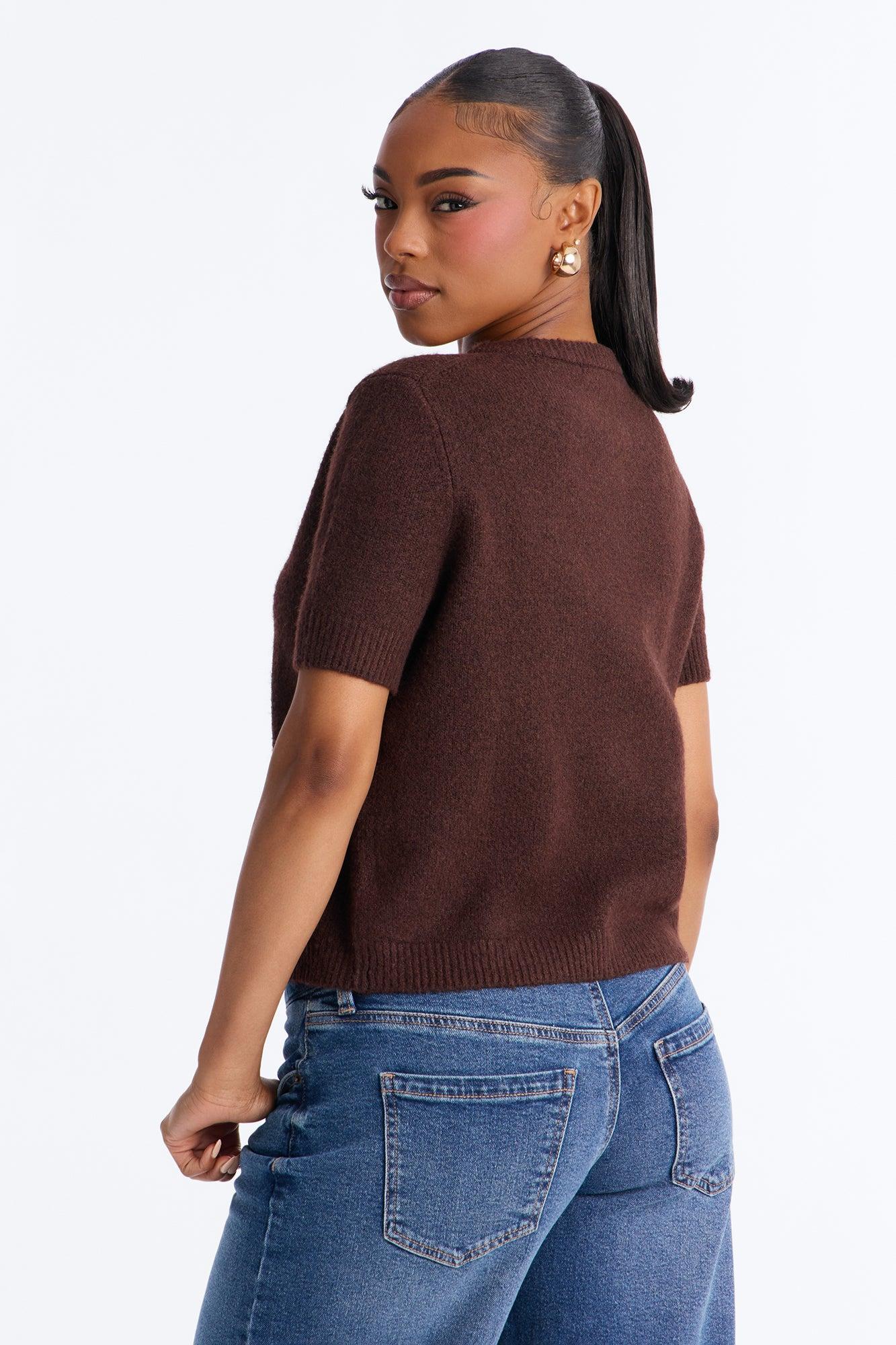 Sunday Brunch Sweater Top - Chocolate Female Product Image