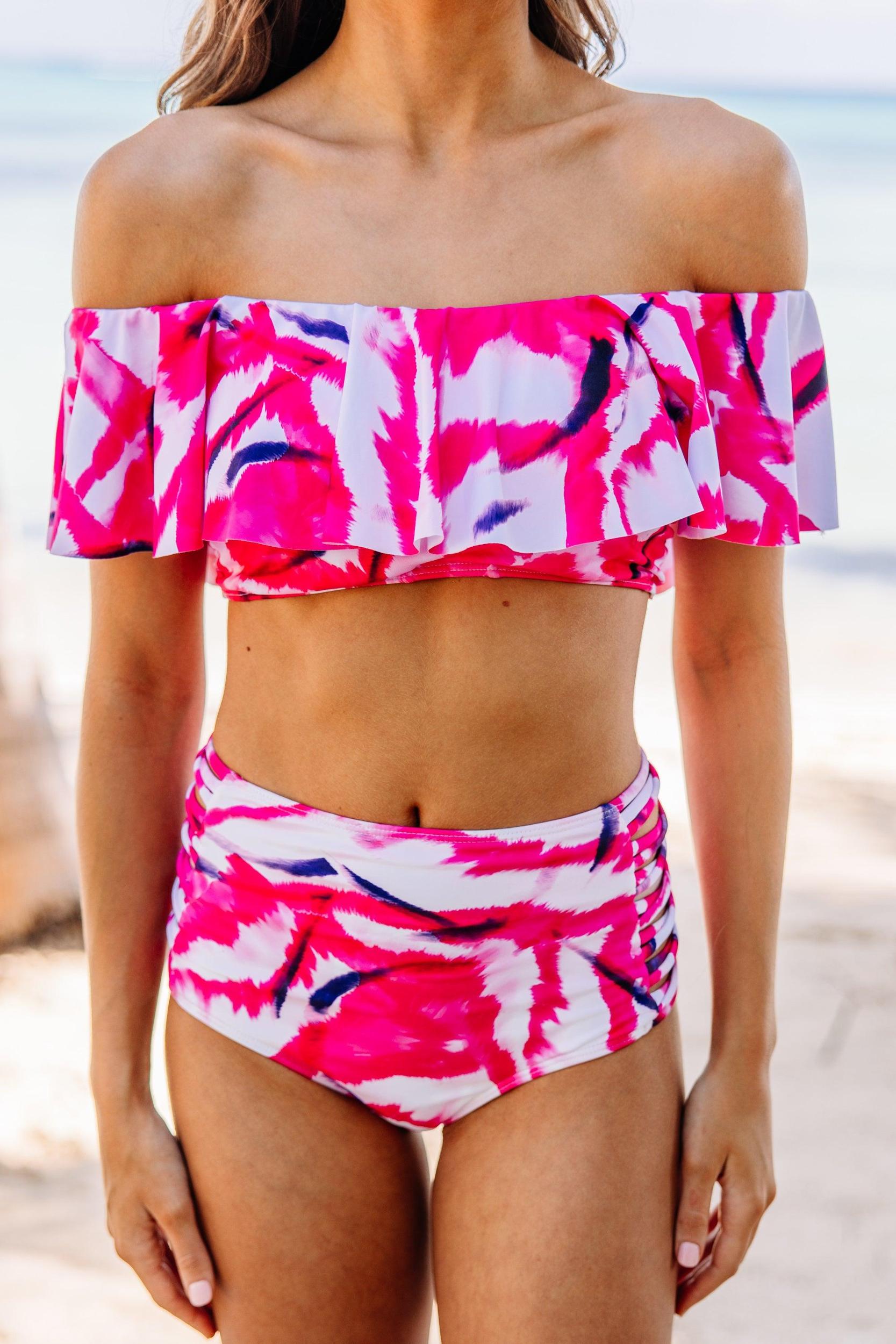 Sunny Days Ahead Pink Tie Dye Bikini Top Female Product Image