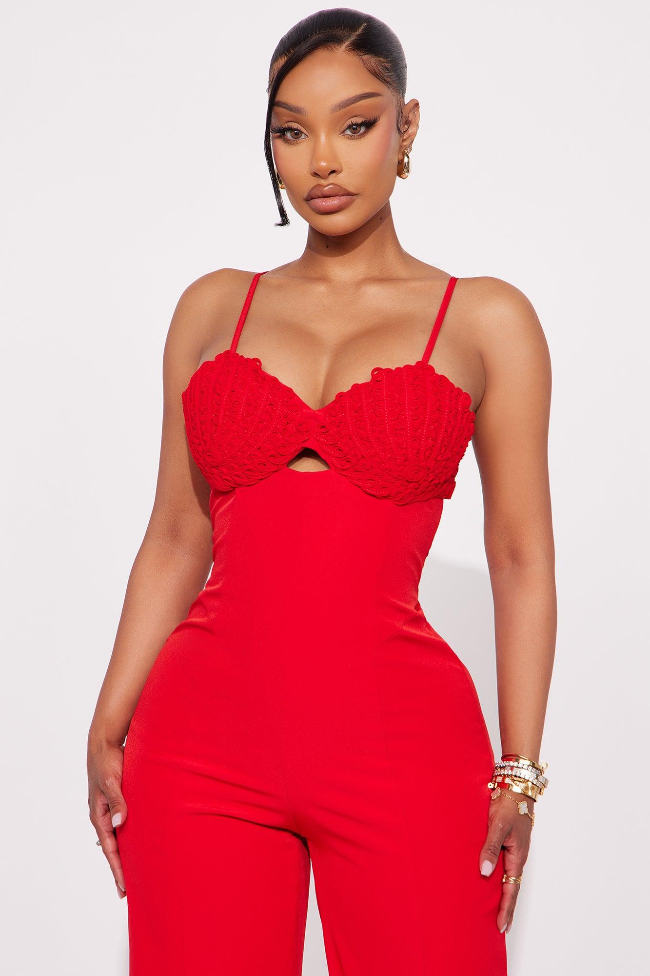 Tell Me When Wide Leg Jumpsuit - Red Female Product Image