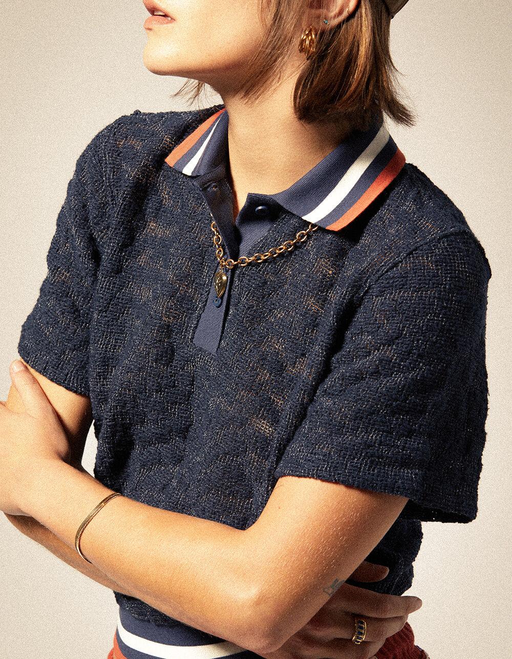 BRIXTON Retro Mesh Womens Polo Shirt - NAVY Product Image