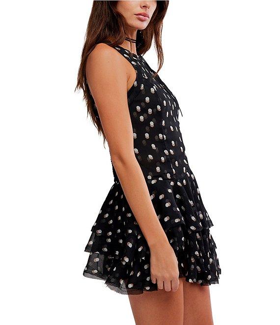 Free People Raven Dot Printed Scoop Neck Sleeveless Mini Dress Product Image