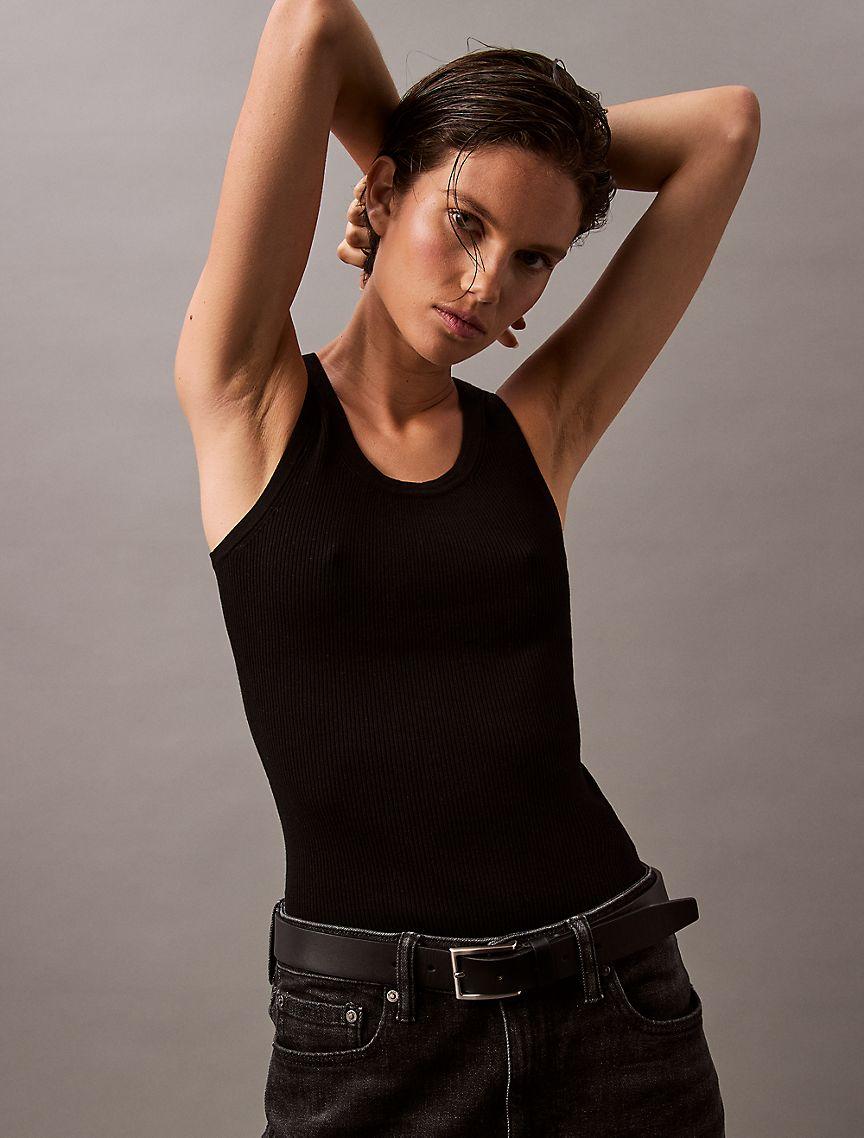 Rib Cotton Sweater Tank Product Image