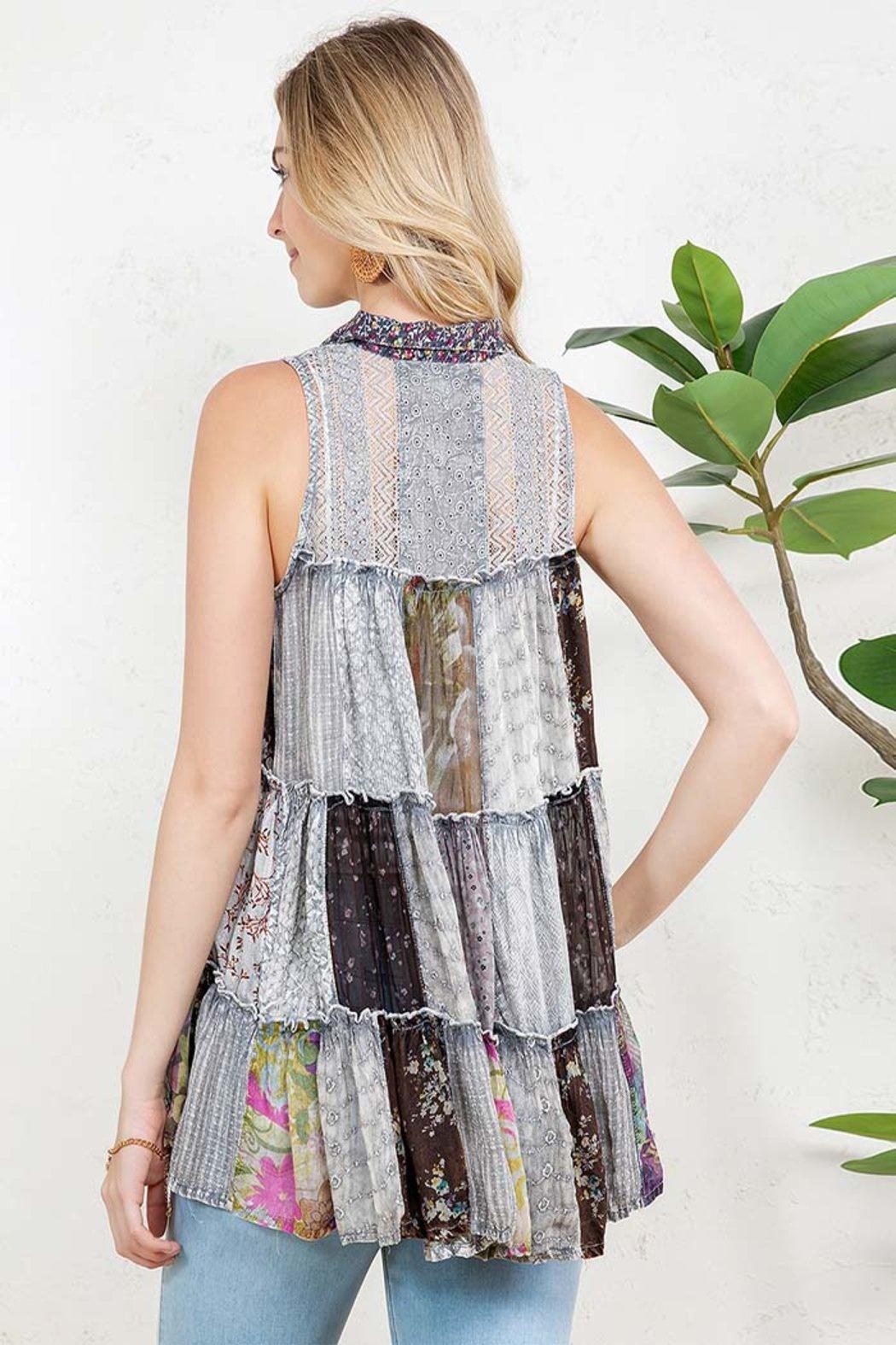 Boho Patchwork Button-down Top Product Image