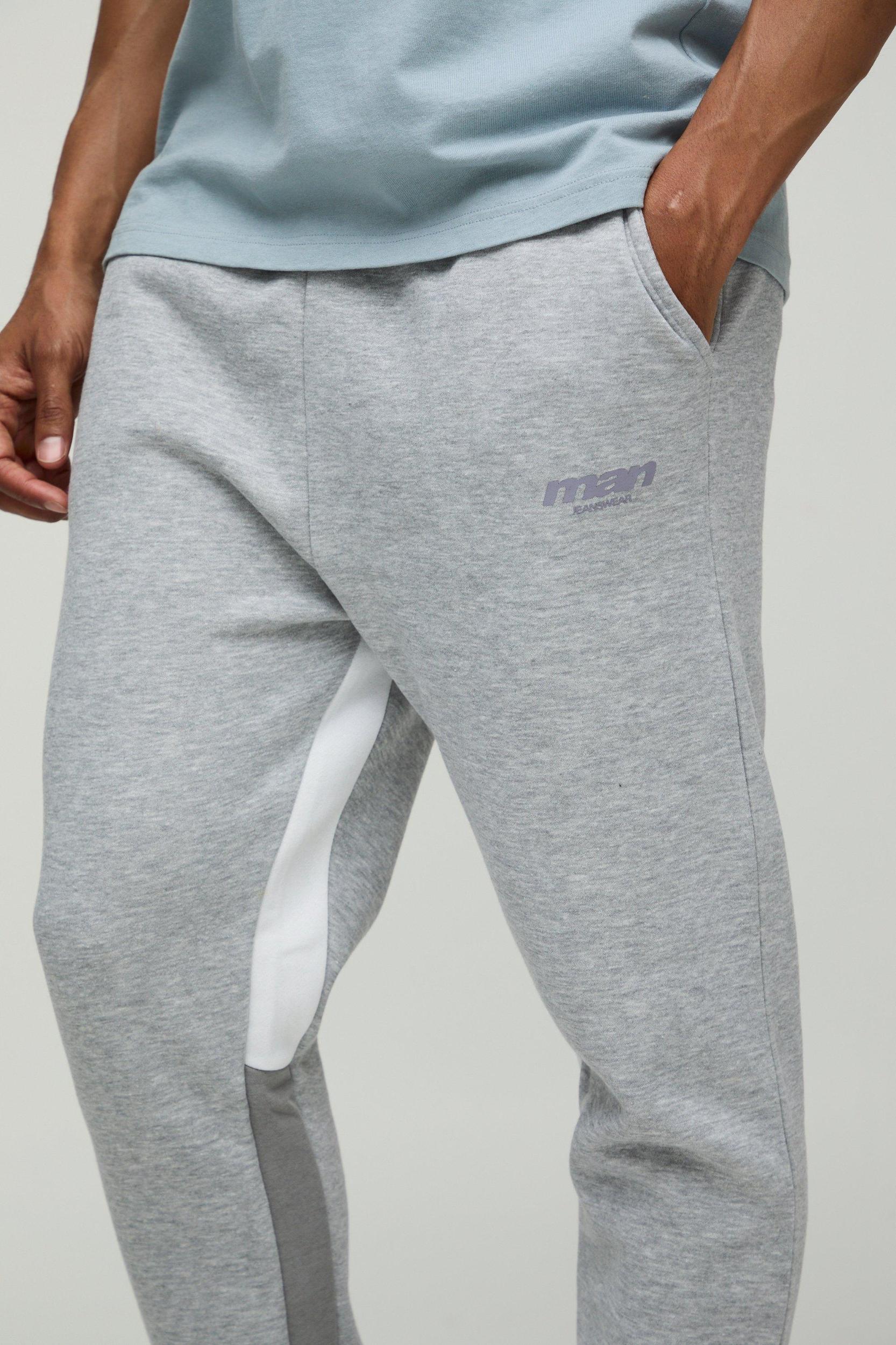 Slim Fit Man Colour Block Joggers | boohooMAN USA Product Image