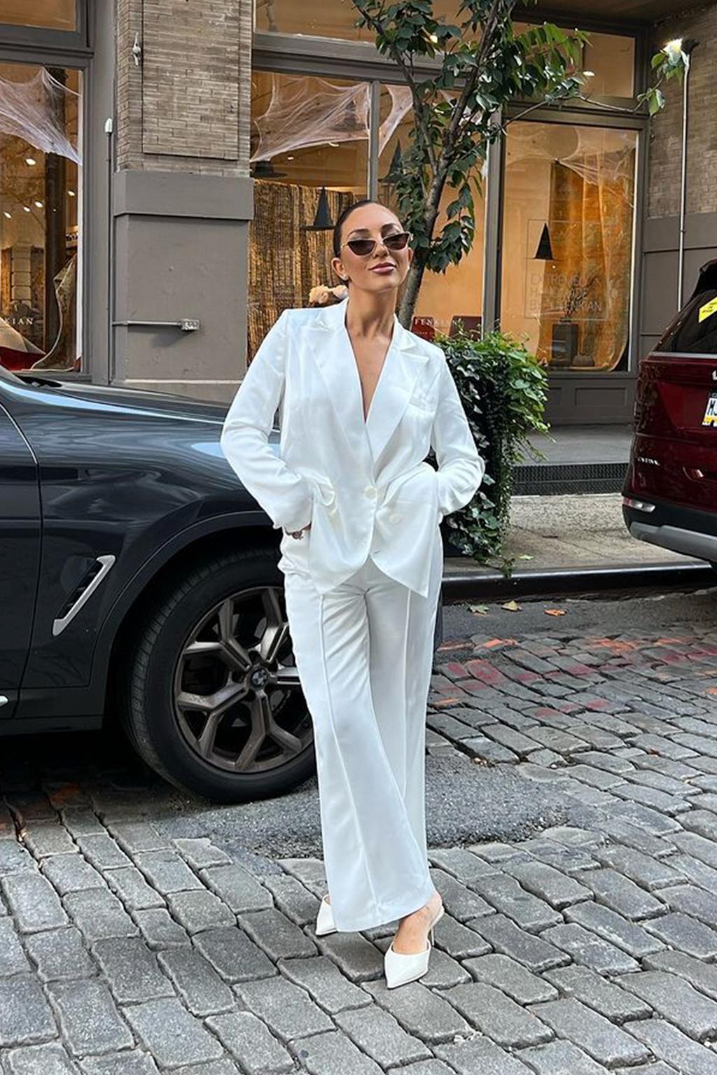 Madison White Satin Blazer Product Image