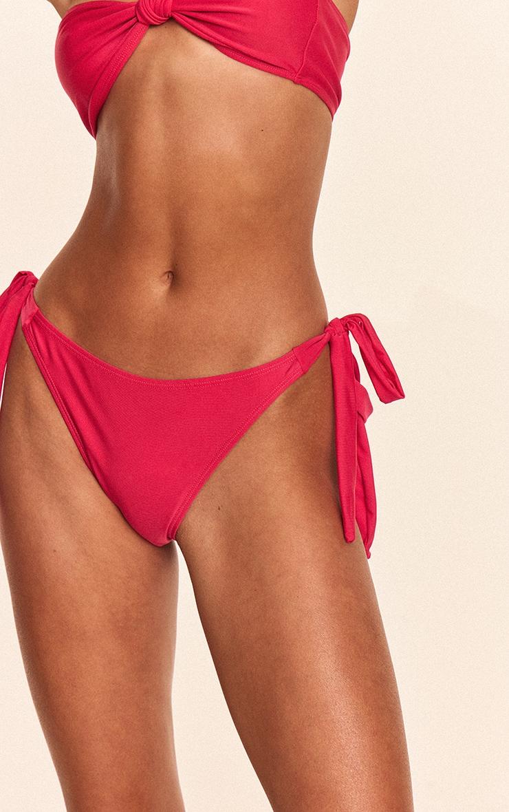 Fuchsia Tie Side Tanga Bikini Bottoms Product Image