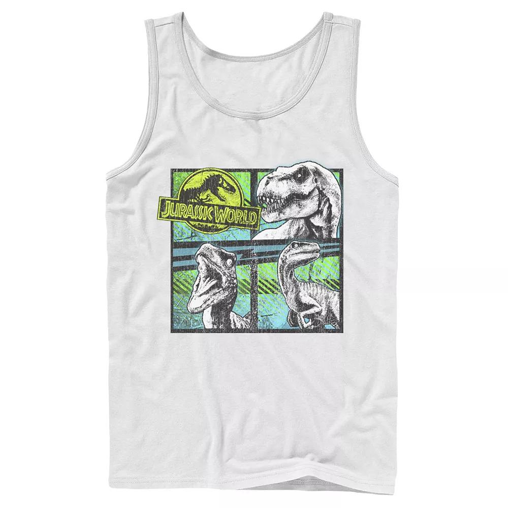 Men's Jurassic World Dinosaurs Group Of 3 Neon Graphic Tank Top,  Product Image