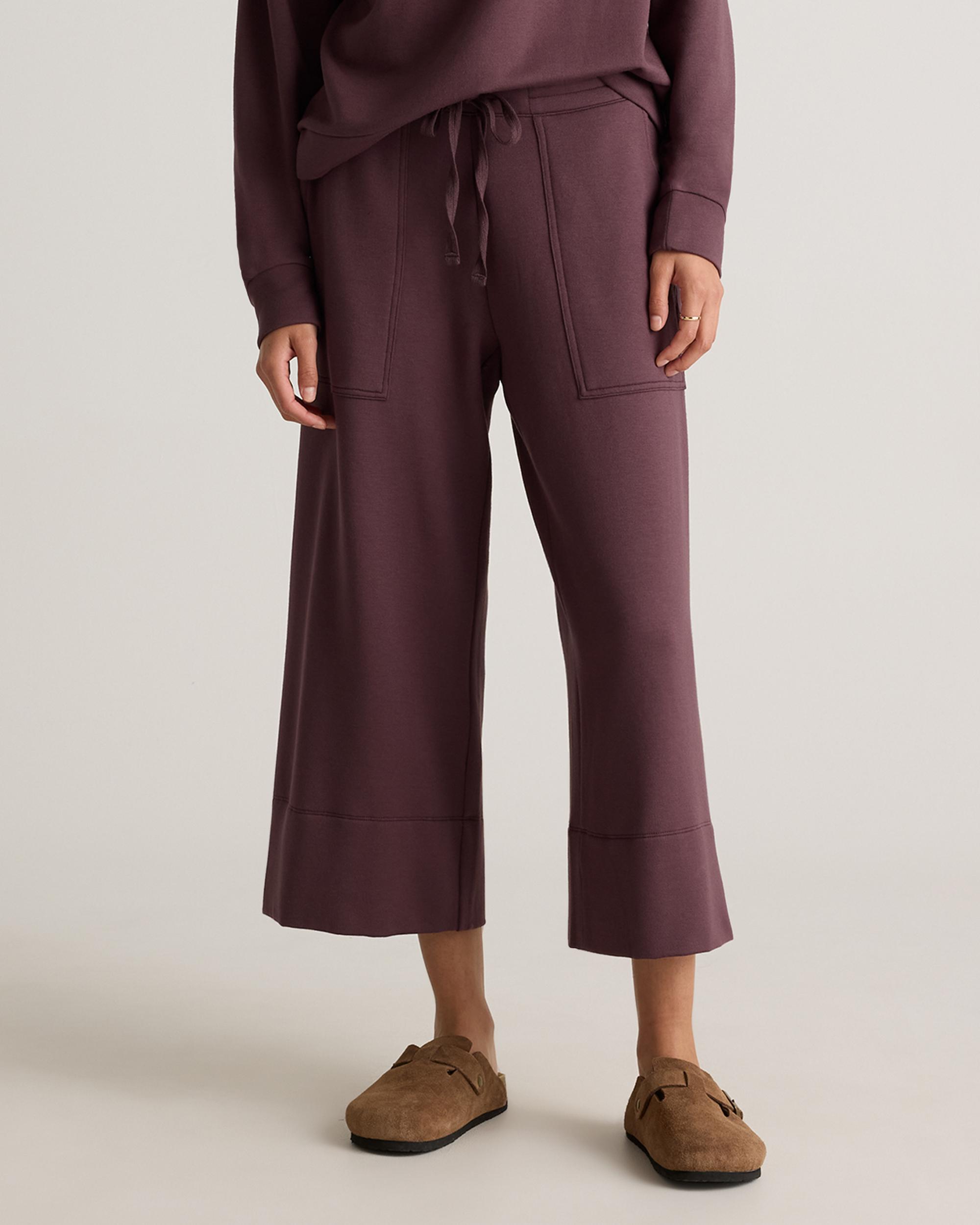 Quince | Women's SuperSoft Fleece Cropped Wide Leg Pants Lenzing Modal Product Image