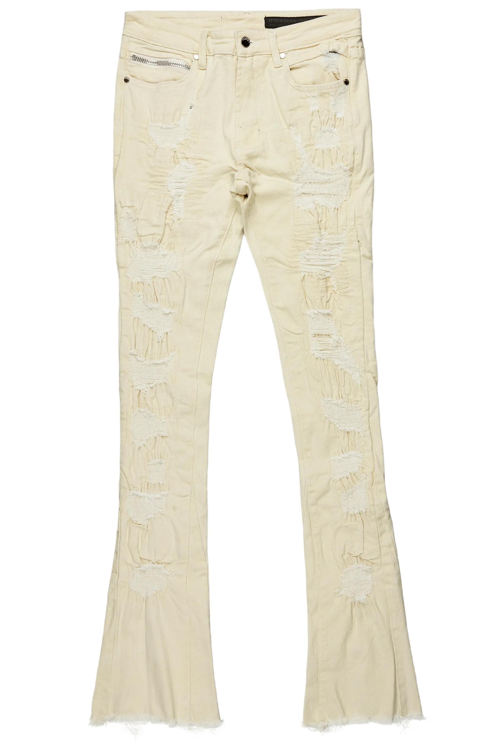 Sigmund Beige Stacked Flare Jean Male Product Image