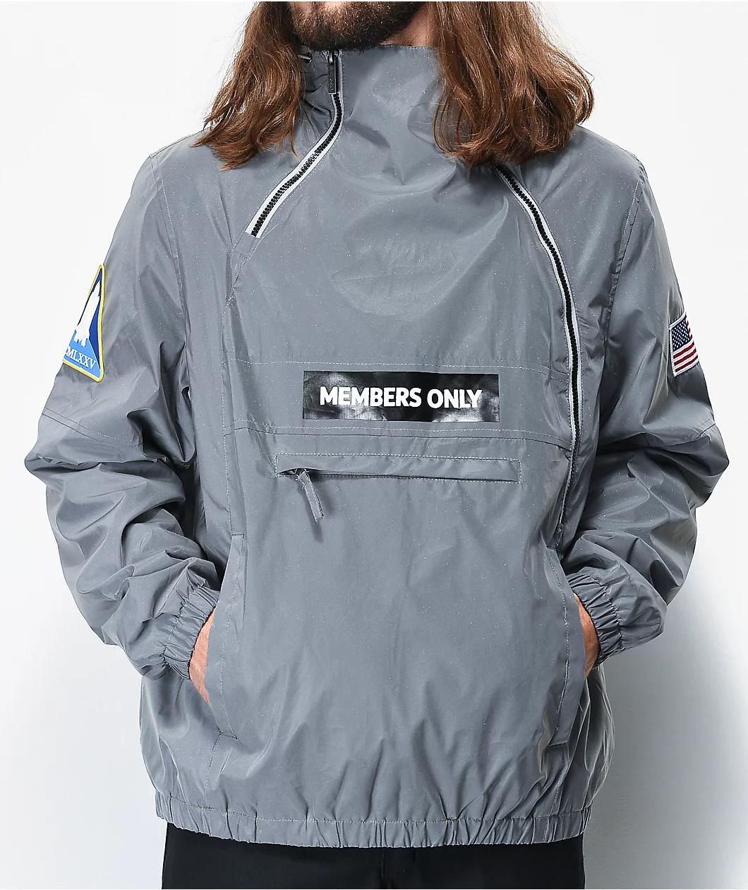 Members Only Space Suit Silver Reflective Pullover Jacket Product Image