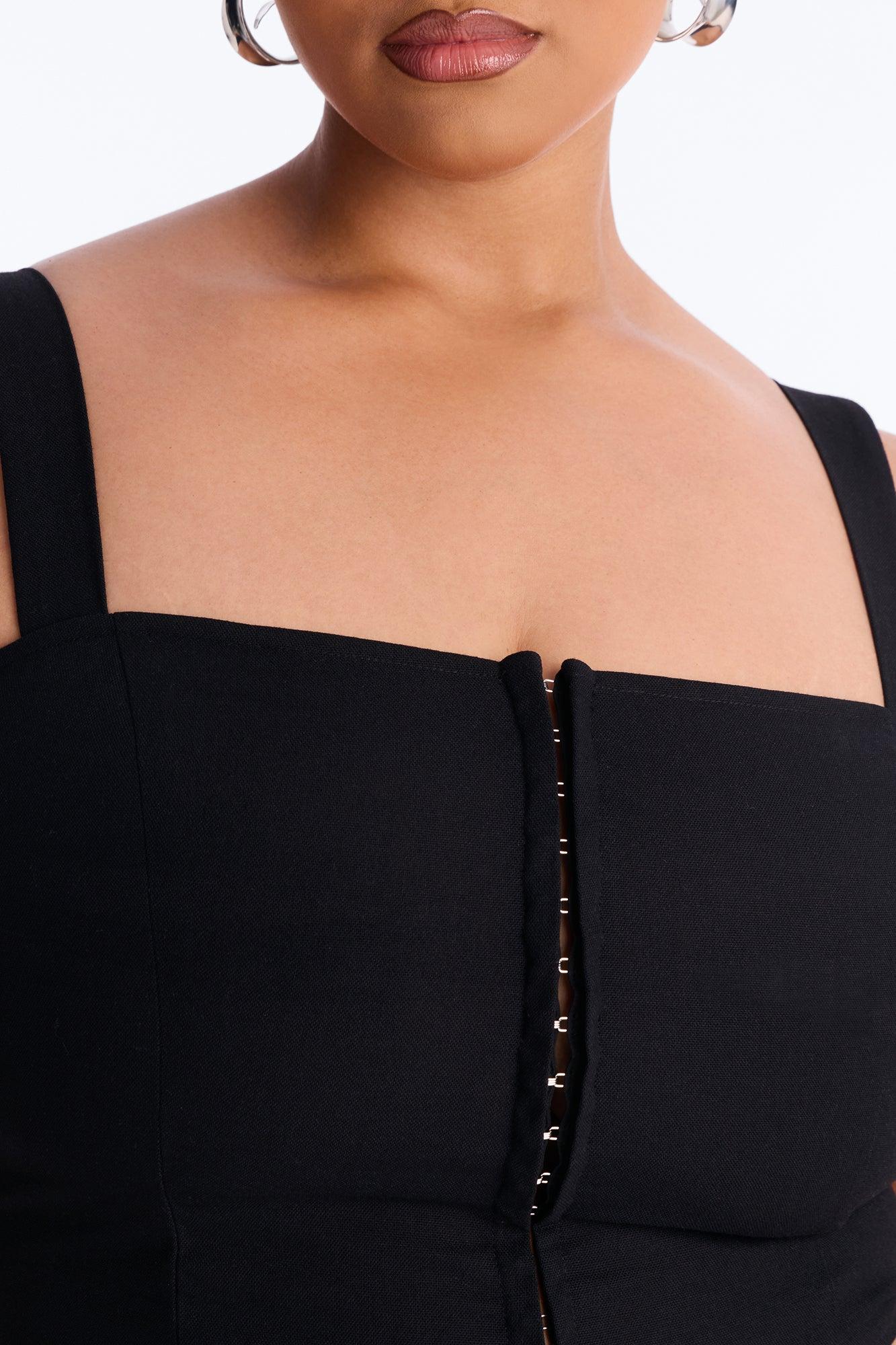Tan Lines Smocked Linen Top - Black Female Product Image